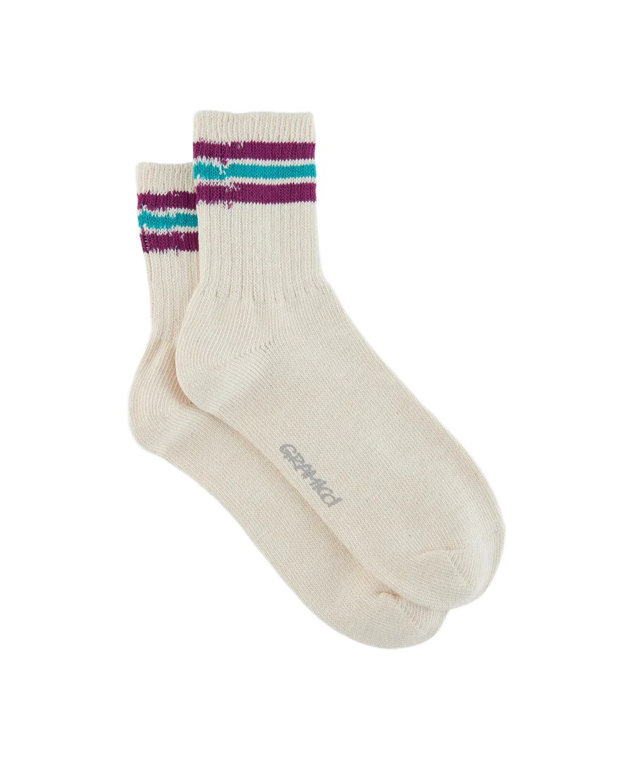 Hemp Blend Stripe Socks - Aubergine