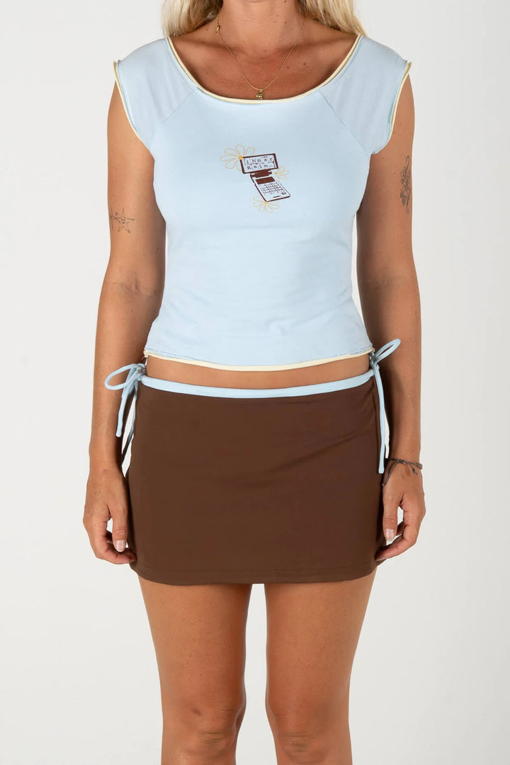 Inner Relm TwoTime Side Tie Skirt Choc Flower