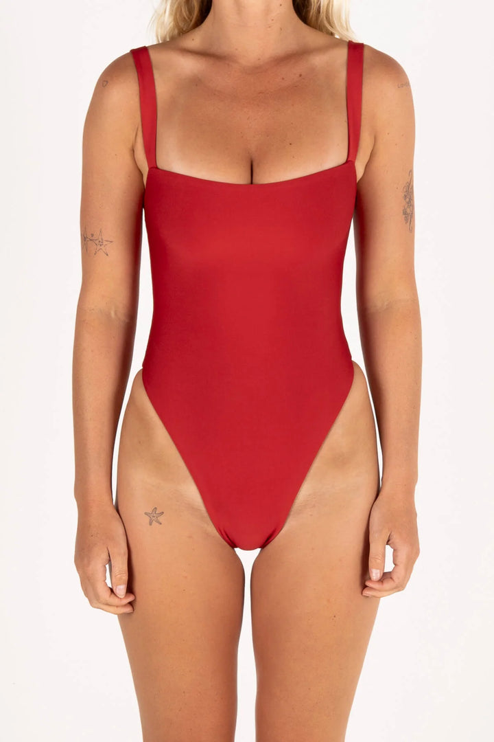 Inner Relm Sundeck One Piece Red